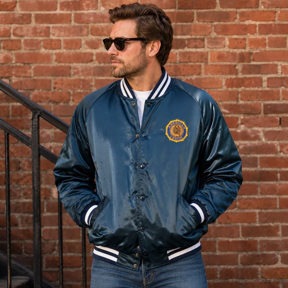 Vintage King Louie American Legion Post 24 Johnson City TN Satin Jacket XL USA